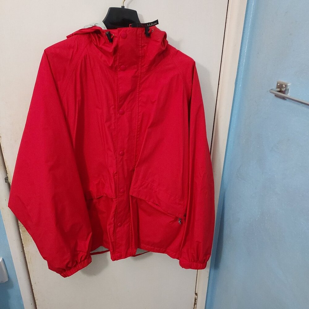 EUC, LL Bean Hooded Rain Jacket, Red, Men's, Xtra Large